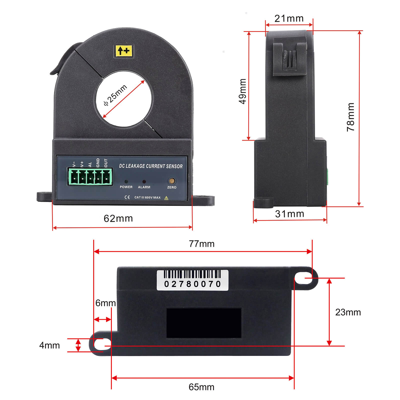 EITAI010KD Series Split Core High Accuracy DC Leakage Current Sensor